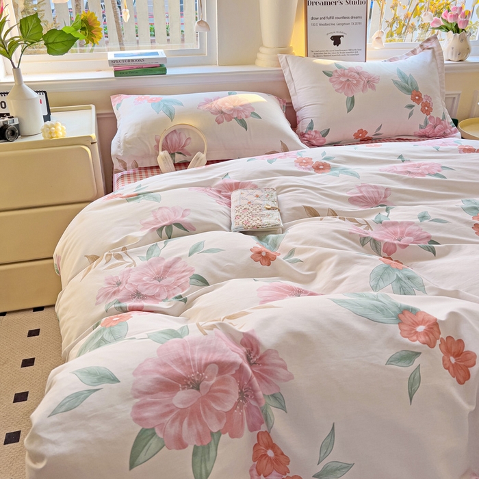 91家纺网 家纺一手货源 找家纺 依庭 2025新款全棉印花花卉款四件套单品系列-四件套 抒情花季