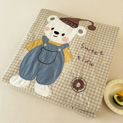 鸣升家纺  2025新款精梳全棉纯棉绣花夏被夏凉被空调被 熊可爱