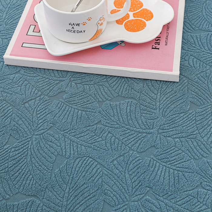 91家纺网 家纺一手货源 找家纺 2025新款防尘防滑斗柜套裙边-小树叶系列 水蓝