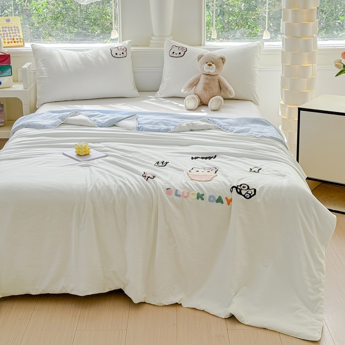 91家纺网 家纺一手货源 找家纺 （总）2025新款水洗棉毛巾绣夏被卡通夏凉被薄被子