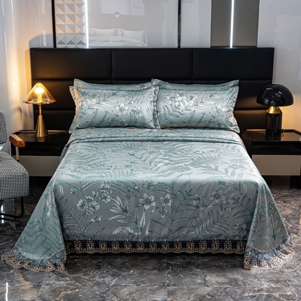 席皇后  2025新款可机洗抗菌提花冰丝席 金枝玉叶【绿】