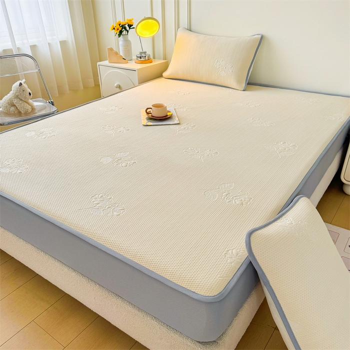 91家纺网 家纺一手货源 找家纺 恒爱   2025新款冰丝牡丹花床笠 象牙白