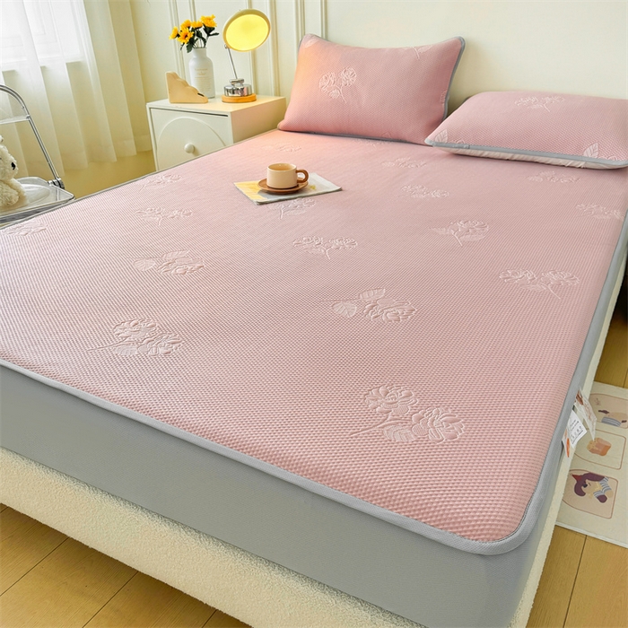 91家纺网 家纺一手货源 找家纺 恒爱   2025新款冰丝牡丹花床笠 豆沙