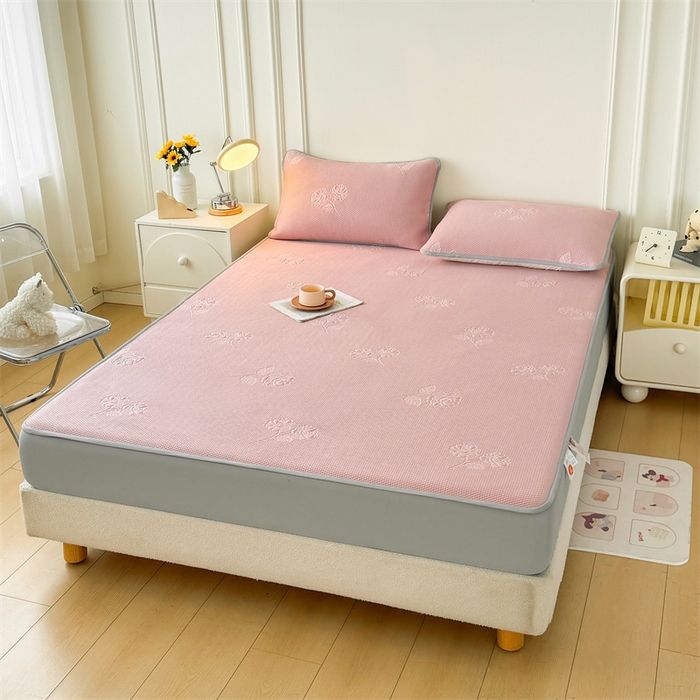 91家纺网 家纺一手货源 找家纺 恒爱   2025新款冰丝牡丹花床笠 豆沙