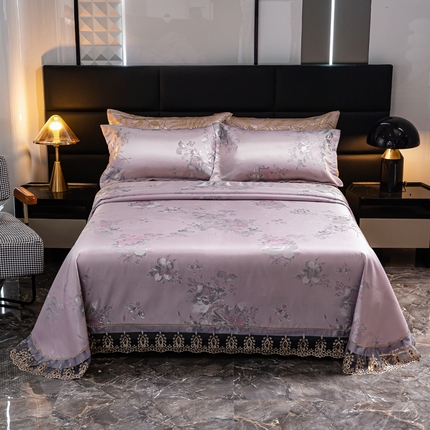 席皇后  2025新款可机洗抗菌提花冰丝席 牡丹紫