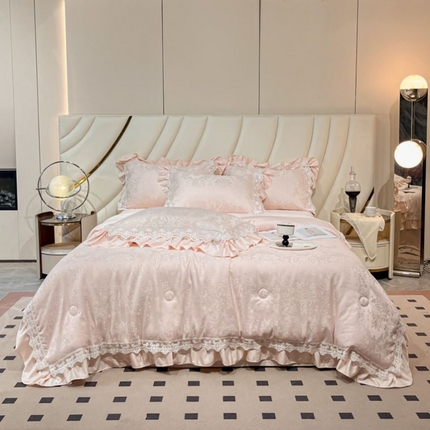 （总）爱家（原缔乐家纺） 2025新款天丝棉提花夏被四件套-梦洛伊（床盖加20）