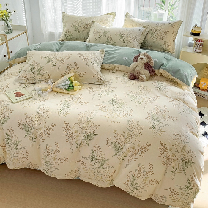 91家纺网 家纺一手货源 找家纺 依庭 2025新款全棉印花花卉款四件套单品系列-四件套 仙草