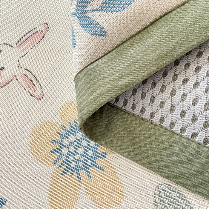 91家纺网 家纺一手货源 找家纺 2025新款A类抗菌数码印花冰藤席 花丛兔