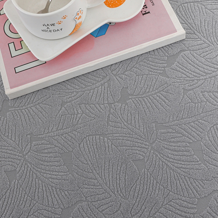 91家纺网 家纺一手货源 找家纺 2025新款防尘防滑斗柜套裙边-小树叶系列 银灰