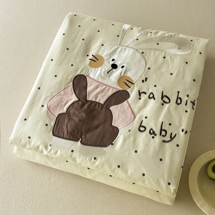 鸣升家纺  2025新款精梳全棉纯棉绣花夏被夏凉被空调被 可爱小兔