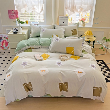 91家纺网 家纺一手货源 找家纺 （总）依庭 2025新款全棉印花花卉款四件套单品系列-四件套