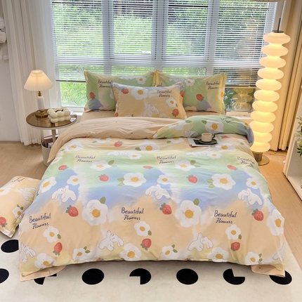 91家纺网 家纺一手货源 找家纺 （总）依庭 2025新款全棉印花花卉款四件套单品系列-四件套