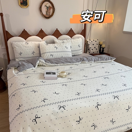 91家纺网 家纺一手货源 找家纺 （总）美丽坊 2025新款双层纱A类提花沐纱棉木棉四件套