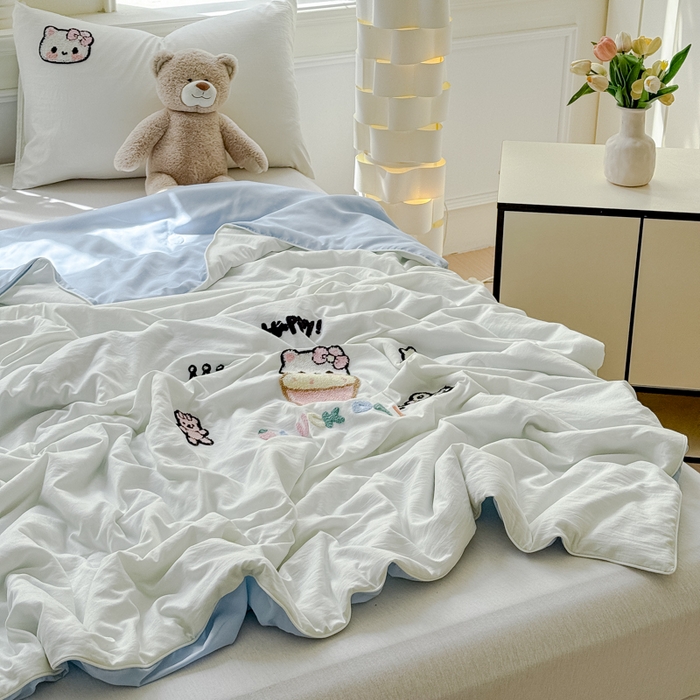 91家纺网 家纺一手货源 找家纺 （总）2025新款水洗棉毛巾绣夏被卡通夏凉被薄被子