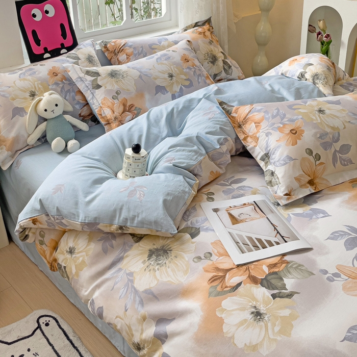 91家纺网 家纺一手货源 找家纺 依庭 2025新款全棉印花花卉款四件套单品系列-四件套 湘梦