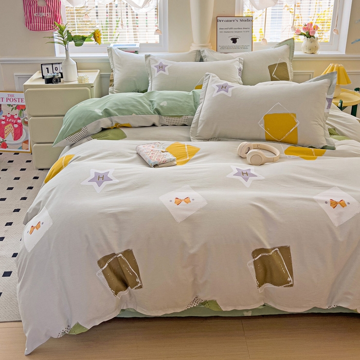 91家纺网 家纺一手货源 找家纺 依庭 2025新款全棉印花花卉款四件套单品系列-四件套 星烁