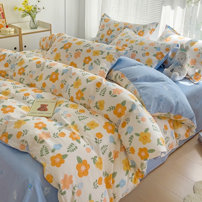 91家纺网 家纺一手货源 找家纺 依庭 2025新款全棉印花花卉款四件套单品系列-四件套 迎曼