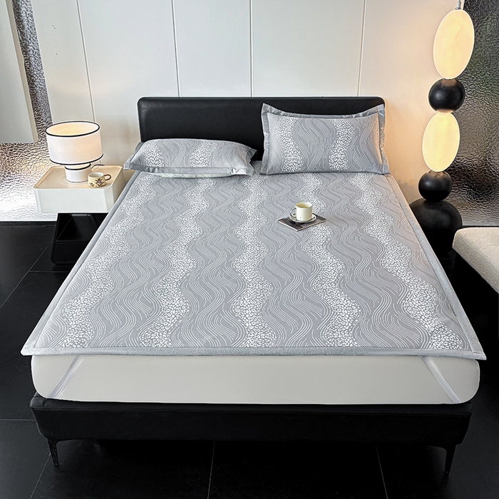 91家纺网 家纺一手货源 找家纺 2025新款A类PE提花凉席-波光粼粼 波光粼粼-爵士灰