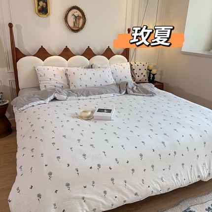 91家纺网 家纺一手货源 找家纺 （总）美丽坊 2025新款双层纱A类提花沐纱棉木棉四件套