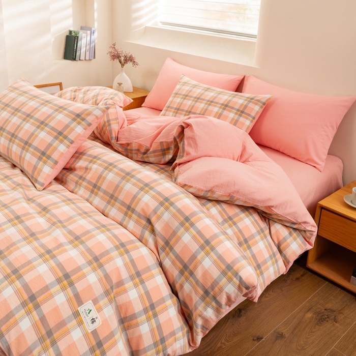 91家纺网 家纺一手货源 找家纺 居美良品 2025新款100%全棉色织水洗棉四件套 静雅-玉