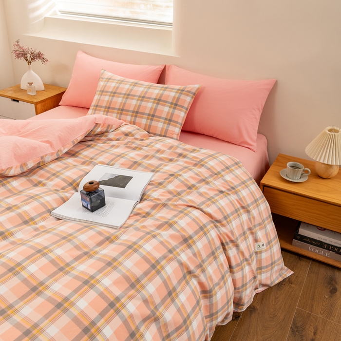 91家纺网 家纺一手货源 找家纺 居美良品 2025新款100%全棉色织水洗棉四件套 静雅-玉