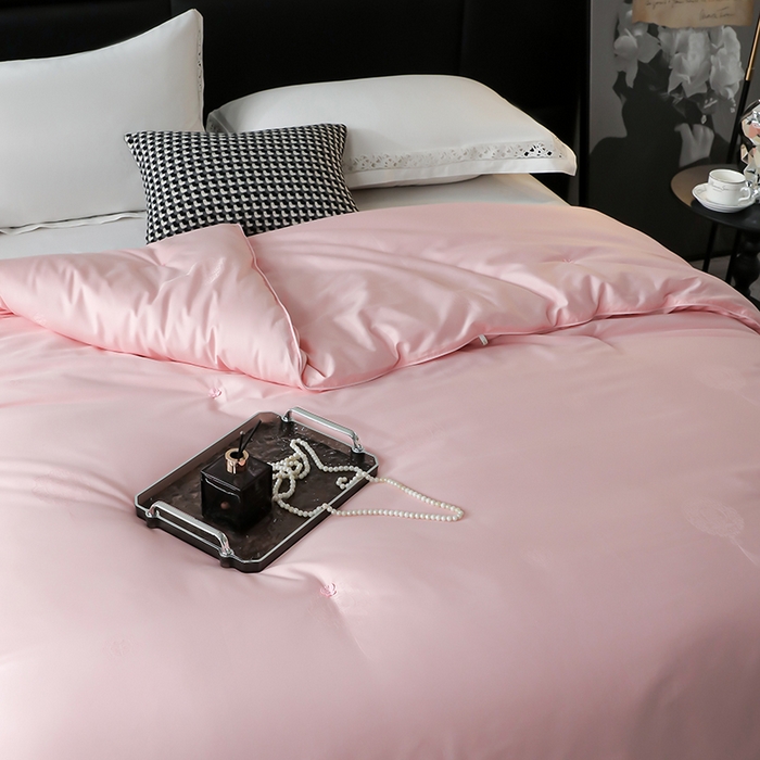 91家纺网 家纺一手货源 找家纺 畅畅家纺 2025新款100%黄金桑蚕丝被全棉提花桑蚕丝被高端婚庆被子夏凉被空调被春秋被冬被双人被 双喜-淑女粉