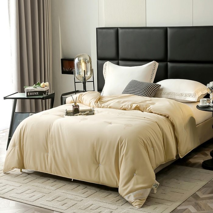 91家纺网 家纺一手货源 找家纺 畅畅家纺 2025新款100%柞蚕丝被野生天然纯蚕丝全棉提花夏被子春秋被冬被子被芯柞蚕丝 双喜-柠檬黄