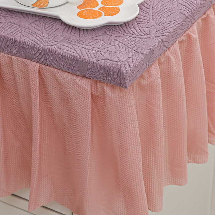 91家纺网 家纺一手货源 找家纺 2025新款防尘防滑斗柜套裙边-小树叶系列 紫色