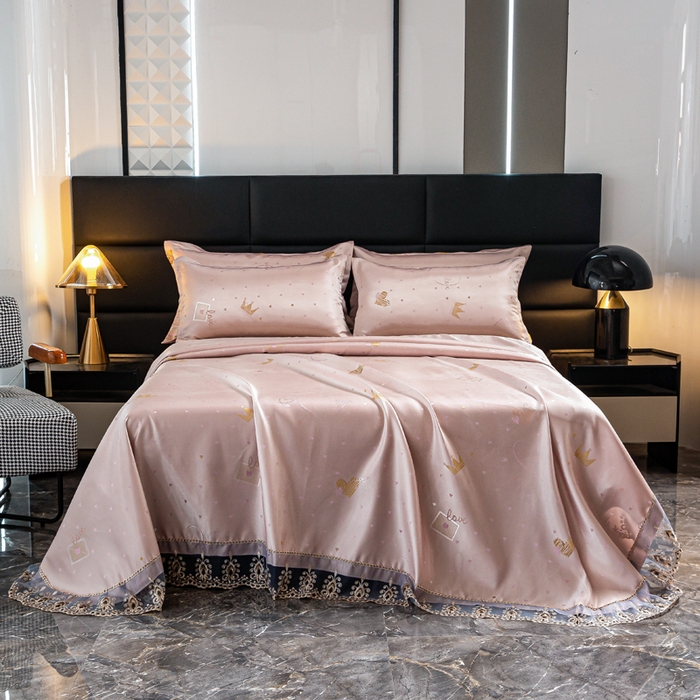 91家纺网 家纺一手货源 找家纺 席皇后  2025新款可机洗抗菌提花冰丝席 爱心