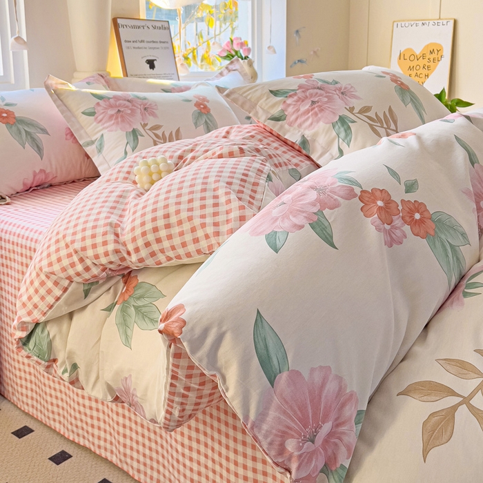 91家纺网 家纺一手货源 找家纺 依庭 2025新款全棉印花花卉款四件套单品系列-四件套 抒情花季