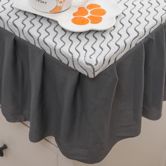 91家纺网 家纺一手货源 找家纺 2025新款防滑防尘斗柜套裙边-水波纹系列 灰色