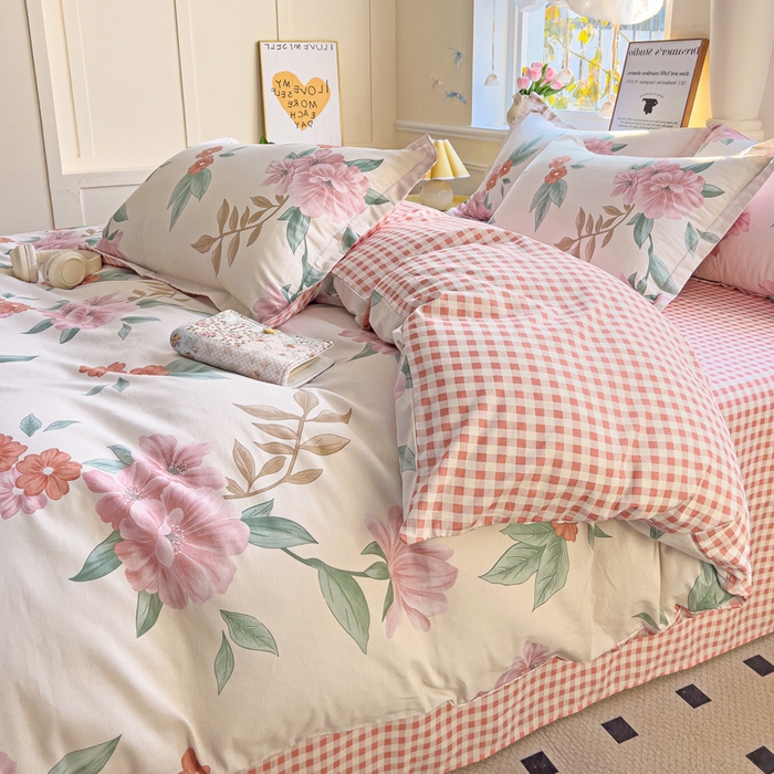 91家纺网 家纺一手货源 找家纺 依庭 2025新款全棉印花花卉款四件套单品系列-四件套 抒情花季