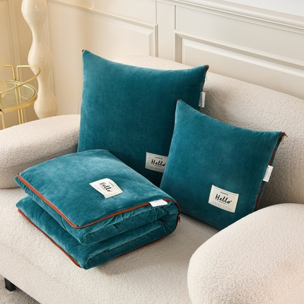 悦织湾家纺 2025新款宝宝牛奶绒贴布绣多功能抱枕被 贴布绣-墨绿色