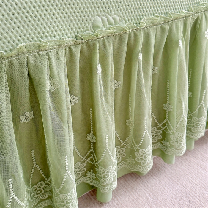 91家纺网 家纺一手货源 找家纺 恒爱   2025新款冰丝牡丹花床盖 抹茶绿