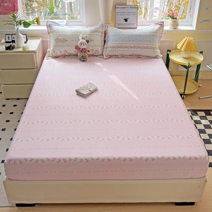 91家纺网 家纺一手货源 找家纺 依庭 2025新款全棉印花花卉款四件套单品系列-单床笠 云听若舞