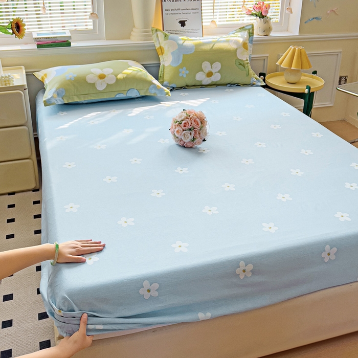 91家纺网 家纺一手货源 找家纺 依庭 2025新款全棉印花花卉款四件套单品系列-单床笠 雅秀