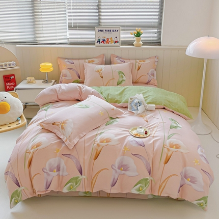 91家纺网 家纺一手货源 找家纺 （总）依庭 2025新款全棉印花花卉款四件套单品系列-四件套