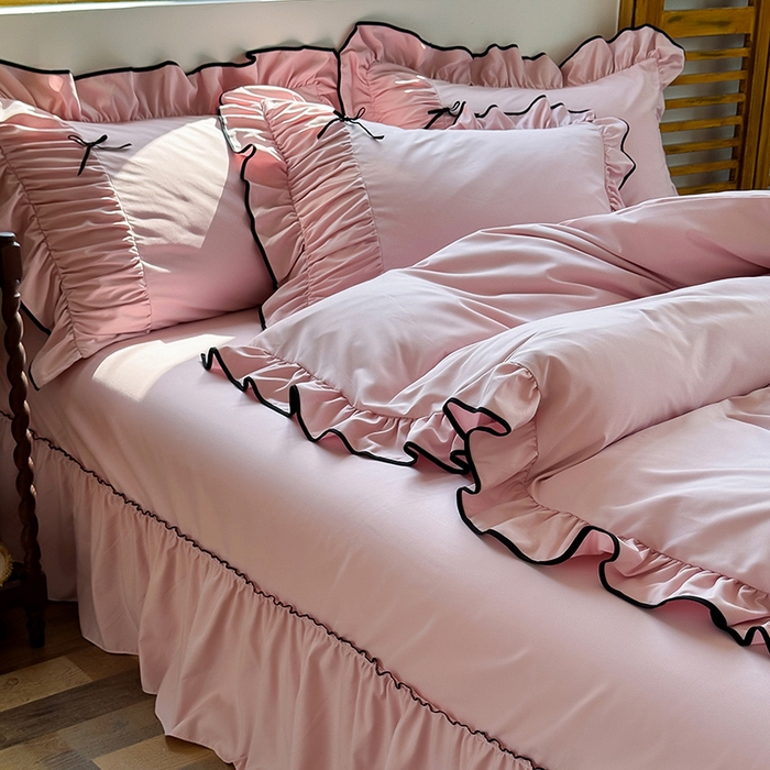 91家纺网 家纺一手货源 找家纺 （总）2025秋冬新款A类母婴级法式风忆棉床裙床笠四件套