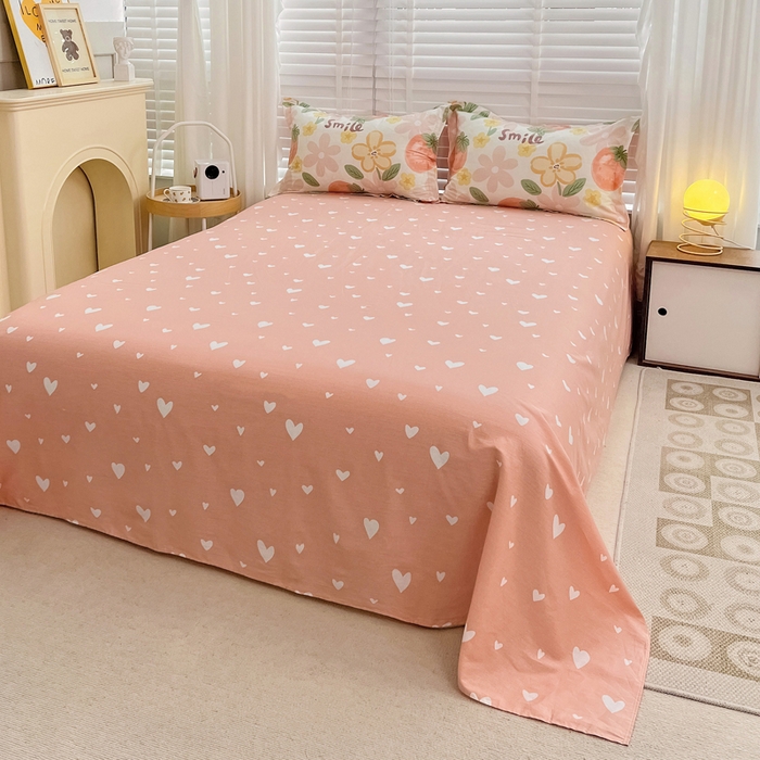 91家纺网 家纺一手货源 找家纺 依庭 2025新款全棉印花花卉款四件套单品系列-四件套 笑脸草莓