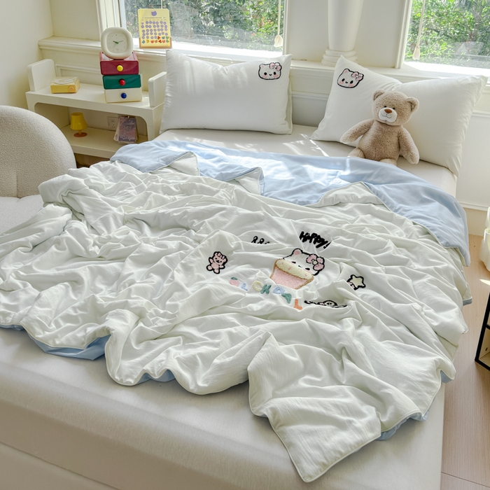 91家纺网 家纺一手货源 找家纺 （总）2025新款水洗棉毛巾绣夏被卡通夏凉被薄被子