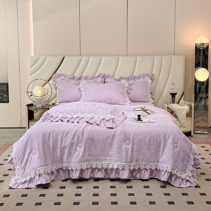 91家纺网 家纺一手货源 找家纺 （总）爱家（原缔乐家纺） 2025新款天丝棉提花夏被四件套-梦洛伊（床盖加20）