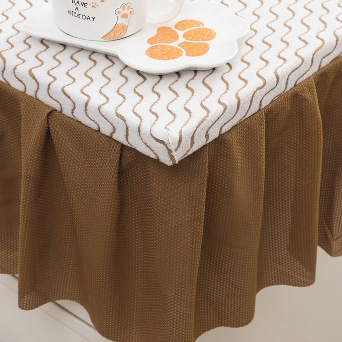 91家纺网 家纺一手货源 找家纺 2025新款防滑防尘斗柜套裙边-水波纹系列 咖色