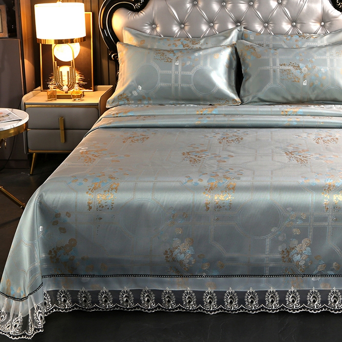 91家纺网 家纺一手货源 找家纺 席皇后  2025新款可机洗抗菌提花冰丝席 几何金