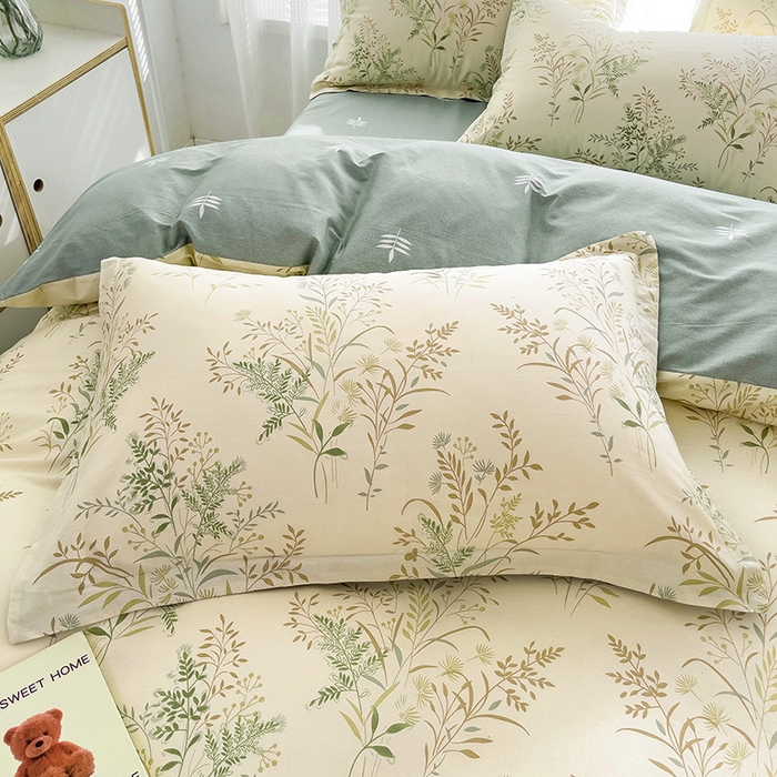 91家纺网 家纺一手货源 找家纺 依庭 2025新款全棉印花花卉款四件套单品系列-四件套 仙草