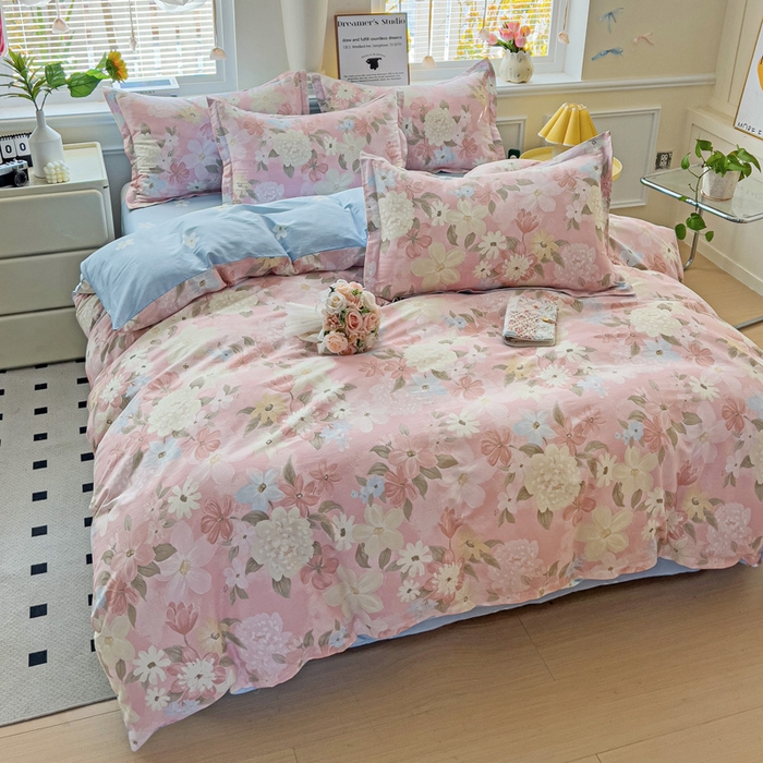 91家纺网 家纺一手货源 找家纺 依庭 2025新款全棉印花花卉款四件套单品系列-四件套 晚色芳莲