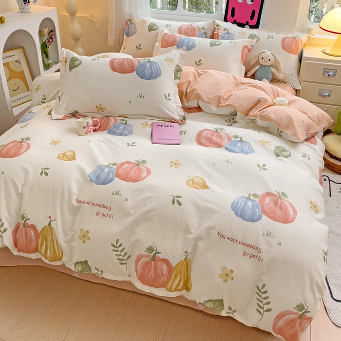 91家纺网 家纺一手货源 找家纺 依庭 2025新款全棉印花花卉款四件套单品系列-四件套 楠得遇见