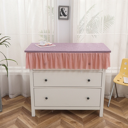 91家纺网 家纺一手货源 找家纺 2025新款防尘防滑斗柜套裙边-小树叶系列 紫色