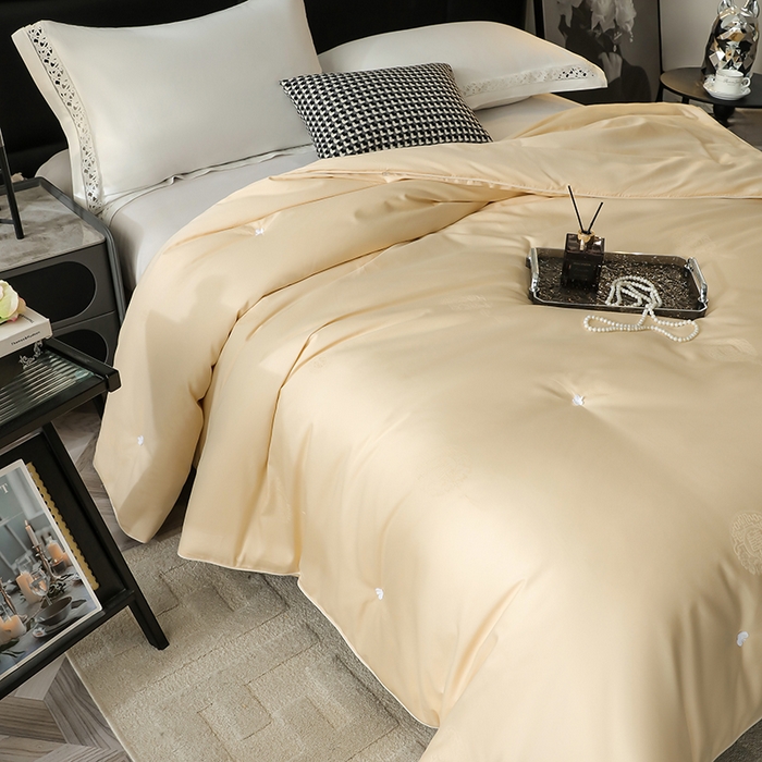 91家纺网 家纺一手货源 找家纺 畅畅家纺 2025新款100%柞蚕丝被野生天然纯蚕丝全棉提花夏被子春秋被冬被子被芯柞蚕丝 双喜-柠檬黄