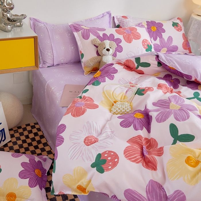 91家纺网 家纺一手货源 找家纺 卡斯诺 2023新款芦荟棉四件套花型2