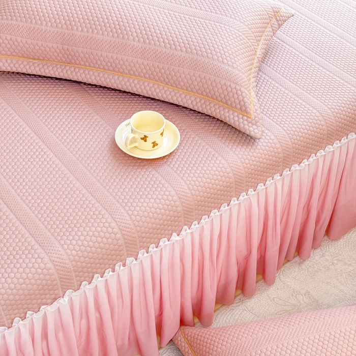 91家纺网 家纺一手货源 找家纺 （总）慧菲 2025新款渐变床裙PE高分子凉感席床裙凉席三件套 